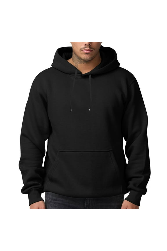 Men's Hoodie Sweatshirt Pullover Fleece Hooded Athletic Sweat Shirt Drawstring Hoodies Long Sleeve Kangaroo Pockets Black 3XL
