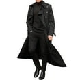 thumbnail image 1 of HaHaHappy Men's Trench Coat Fashion Lapel Business Casual Double Breasted Belted Jacket Solid Long Pea Coat Windbreaker Overcoat Black L, 1 of 6