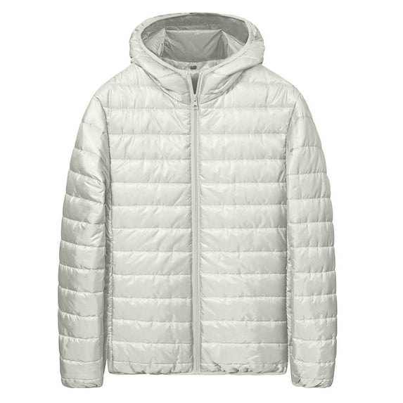 HaHaHappy Mens Down Jackets with Hood Oversized Lightweight Puffer Jacket Casual Quilted Insulated Puffy Coat Packable Warm Winter Coats Gray 3XL