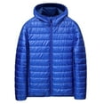 thumbnail image 1 of HaHaHappy Mens Lightweight Down Jacket with Hood Oversized Shiny Packable Puffer Jacket Warm Insulated Padded Winter Coats Outwear Royal Blue XL, 1 of 3