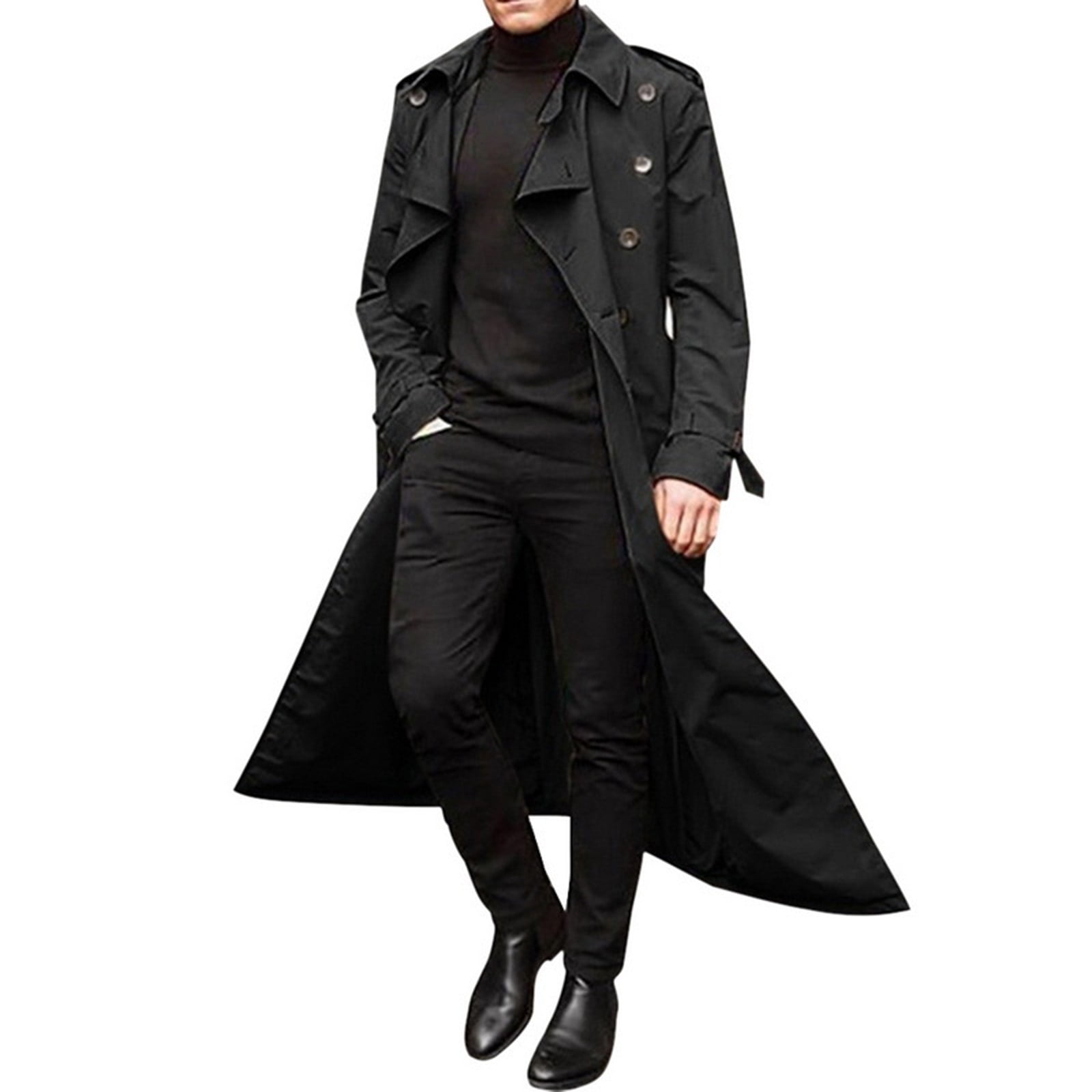 HaHaHappy Trench Coat Men Winter Slim Coat Trench Lapel Long