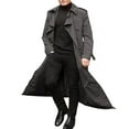 thumbnail image 1 of HaHaHappy Mens Trench Coat Double Breasted Long Jacket Casual Windbreaker Notched Lapel Belted Overcoat Dark Gray XL, 1 of 5