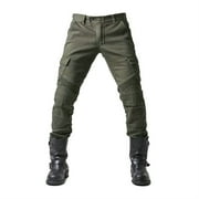 HaHaHappy Motorcycle Riding Pants Wide Leg Hight Waist Racing Jeans Summmer Trendy Denim Jeans for Men with Pockets Adventure Trousers Army Green S