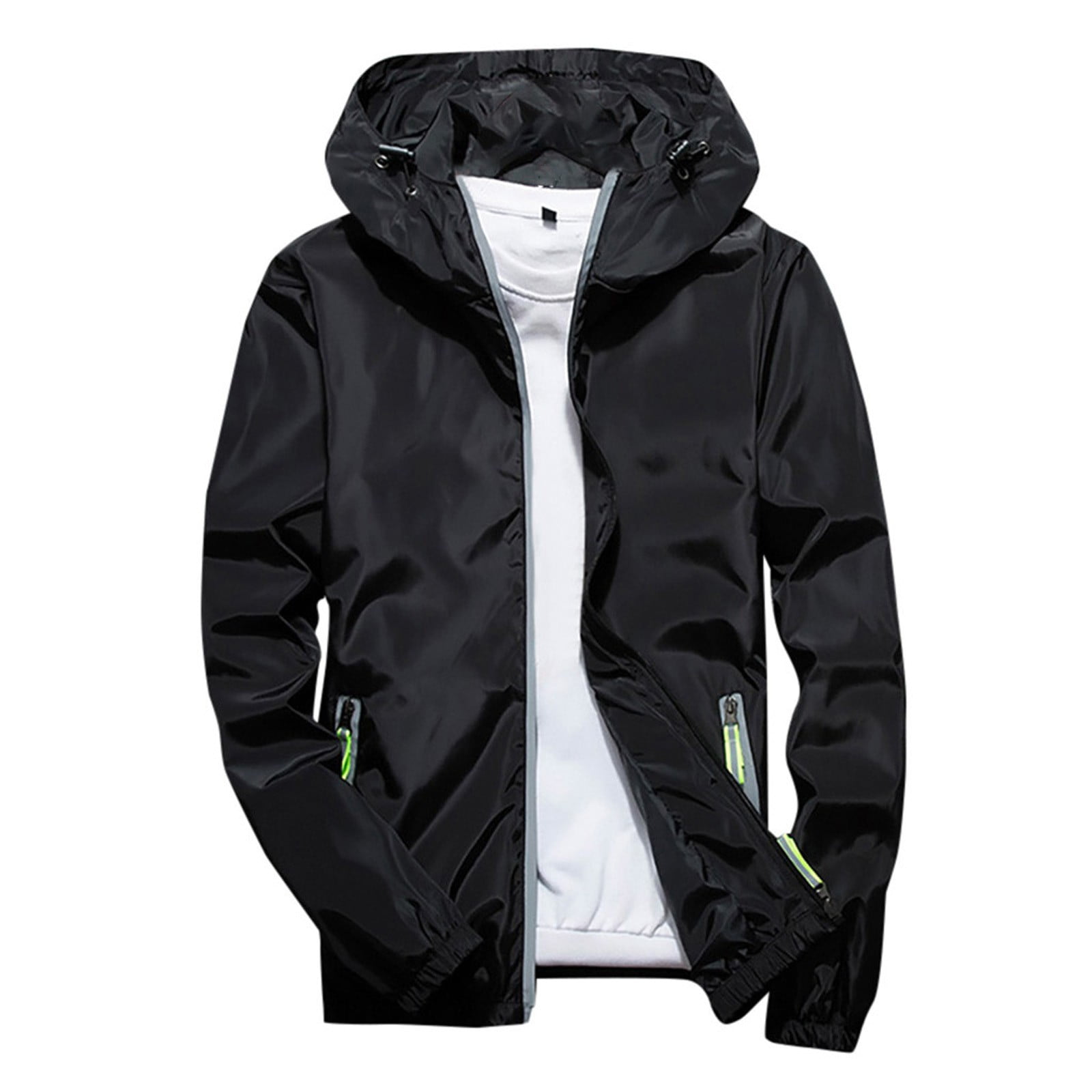 HaHaHappy Reflective Rain Jacket Mens Lightweight Zip Up Waterproof HaHaHappy Reflective Rain Jacket Mens Lightweight Zip Up Waterproof