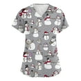 thumbnail image 1 of HaHaHappy Scrubs for Women Christmas Plus Size Short Sleeve Dressy Snowman Print Scrub Shirts Casual V Neck Funny Scrub Tops Medical Uniform Nursing Nurse Workwear with Pocket Light Gray 5XL, 1 of 4
