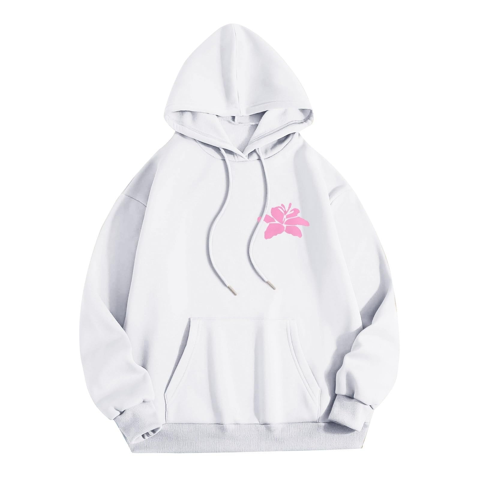 HaHaHappy Sweatshirts For Teen Girls Long Sleeve Letter Print Casual Graphic Hoodies Drawstring Pullover Cute Oversized Hoodie White 2XL Walmart
