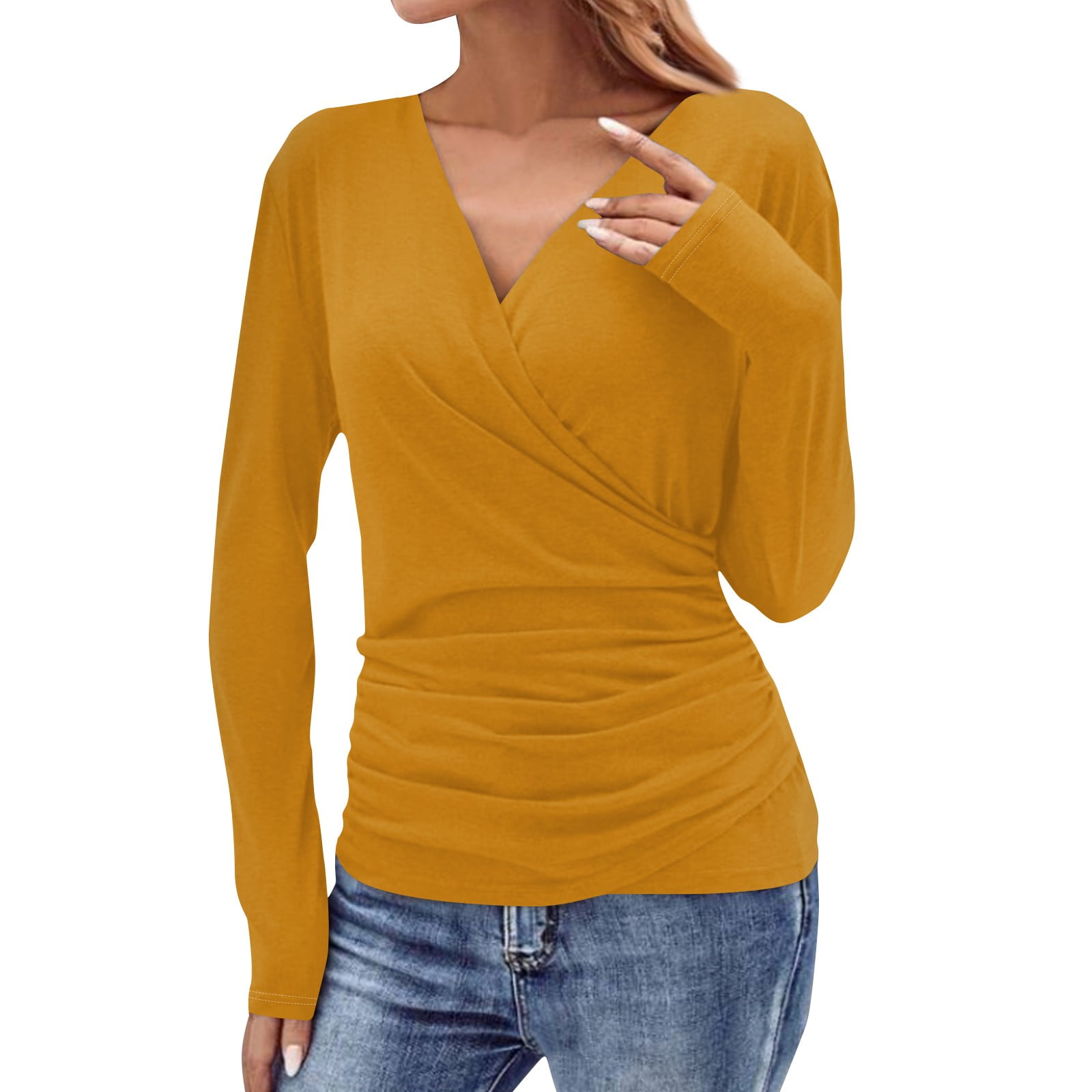 yellow wrap top
