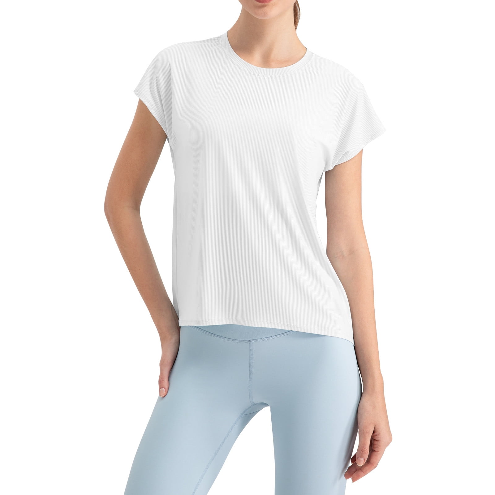 HaHaHappy Women's Pima Cotton Short Sleeve Shirts Loose Fit Gym Workout