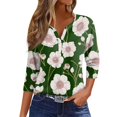 HaHaHappy Womens 3/4 Length Sleeve Tops Button Down Henley V Neck