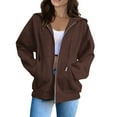 thumbnail image 1 of HaHaHappy Womens Casual Drawstring Zip Up Thick Hoodies Long Sleeve Fleece Sweatshirts Solid Jacket Coat with Pockets Coffee S, 1 of 5