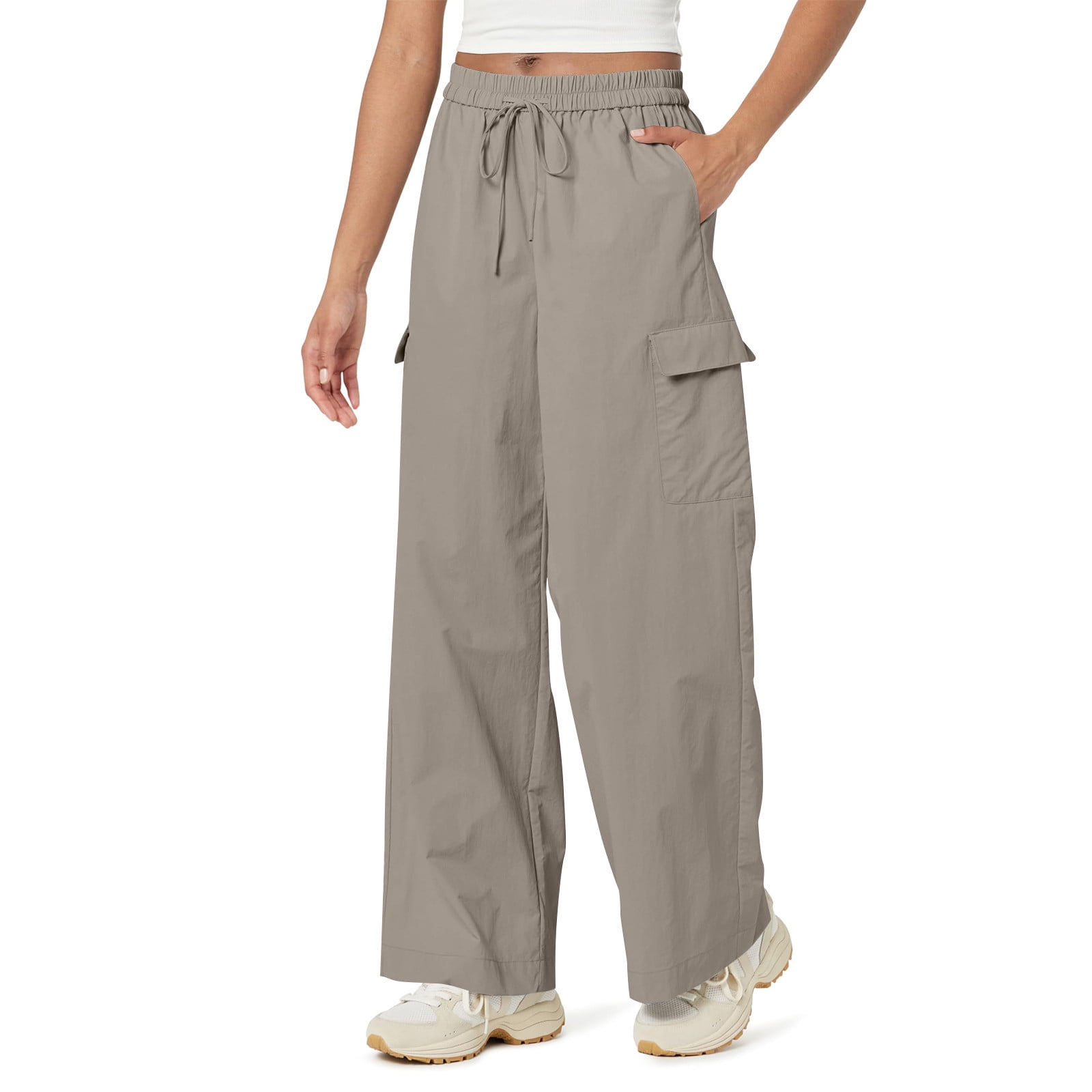 HaHaHappy Womens Casual Elastic High Waisted Work Pants Cotton Straight