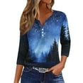 thumbnail image 1 of HaHaHappy Womens Christmas Shirts Plus Size Ugly 3/4 Sleeve Tunic Tops Christmas Tree Print Casual T-Shirts V Neck Dressy Three Quarter Length Blouses Party Pullover Blue M, 1 of 5