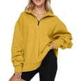 thumbnail image 1 of HaHaHappy Womens Oversized Sweatshirts Fall Fashion Quarter Zip Pullover Long Sleeve Shirts Clothes Outfits Yellow S, 1 of 4