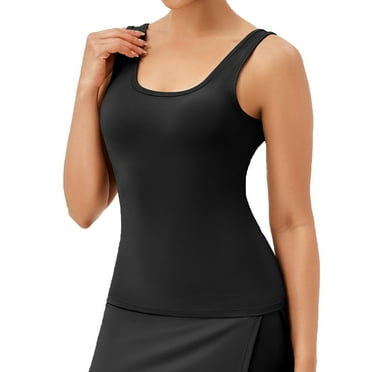 HaHaHappy Womens‘ Tummy Control Shapewear Tank Tops Scoop Neck Seamless Compression Tops Body Shaper Camisole Black L
