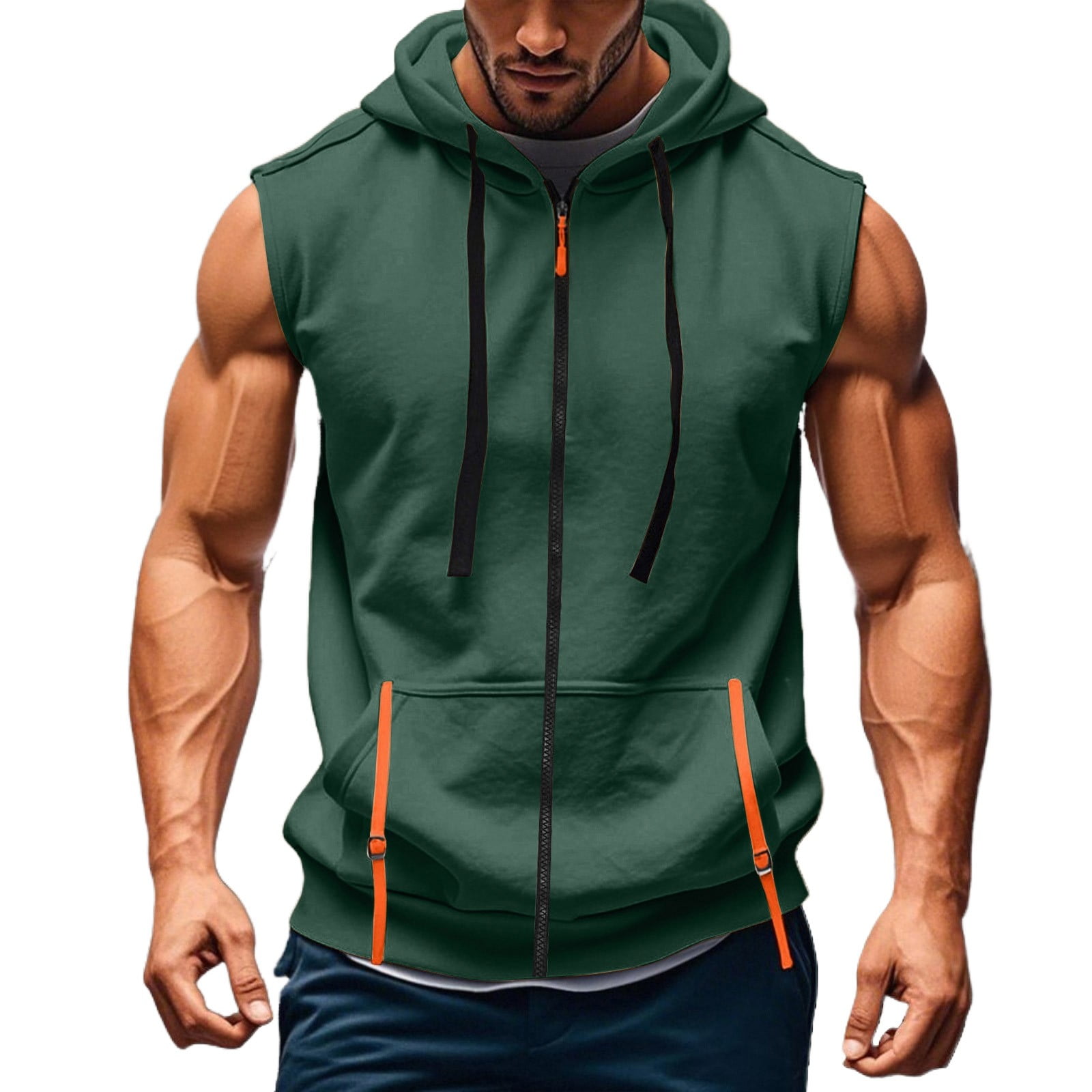 HaHaHappy Workout Tank Tops for Men Hoodie Shirts Sleeveless Gym Hooded