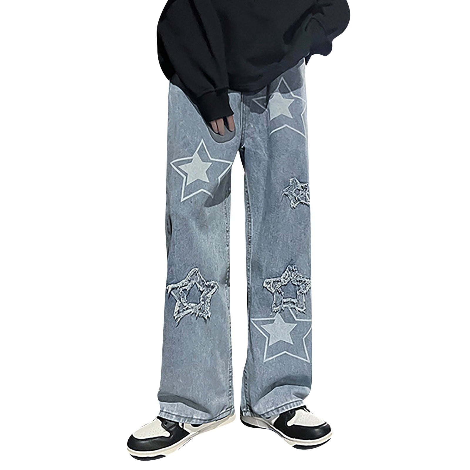HaHaHappy Y2K Baggy Jeans Emo Star Patchwork Cyber Cargo HaHaHappy Y2K Baggy Jeans Emo Star Patchwork Cyber Cargo