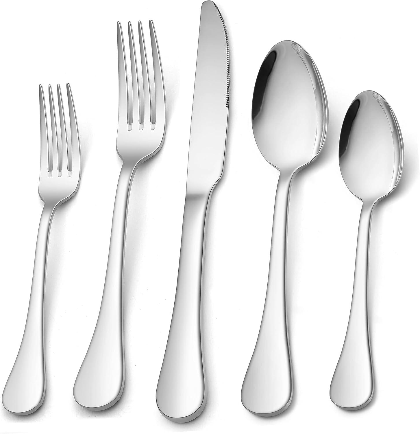Sharp Silverware HaWare 18/10 Silverware Set, 20-Piece Stainless Steel Flatware Service ...