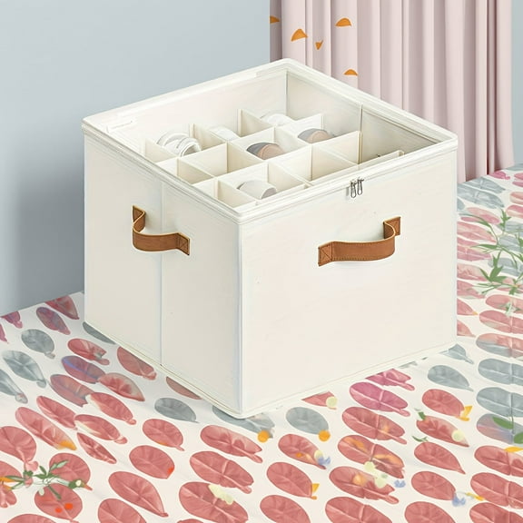 Haadid 16-Pair Shoe Organizer for Closet with Clear Covers | Adjustable Dividers & Modular Cubby Design | Durable Beige Storage System
