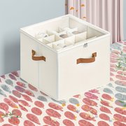 Haadid 16-Pair Shoe Organizer for Closet with Clear Covers | Adjustable Dividers & Modular Cubby Design | Durable Beige Storage System