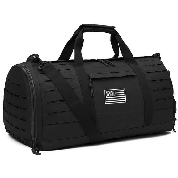 Haadid 40L Military Tactical Duffle Bag For Men Sport Gym Bag Fitness Tote Travel Duffle Bag Training Workout Bag With Shoe Compartment Basketball Football Weekender Bag Black