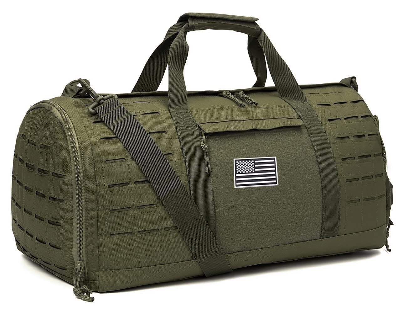 Haadid 40L Military Tactical Duffle Bag For Men Sport Gym Bag Fitness Tote Travel Duffle Bag Training Workout Bag With Shoe Compartment Basketball Football Weekender Bag Army Green