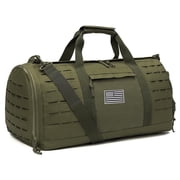 Haadid 40L Military Tactical Duffle Bag For Men Sport Gym Bag Fitness Tote Travel Duffle Bag Training Workout Bag With Shoe Compartment Basketball Football Weekender Bag Army Green