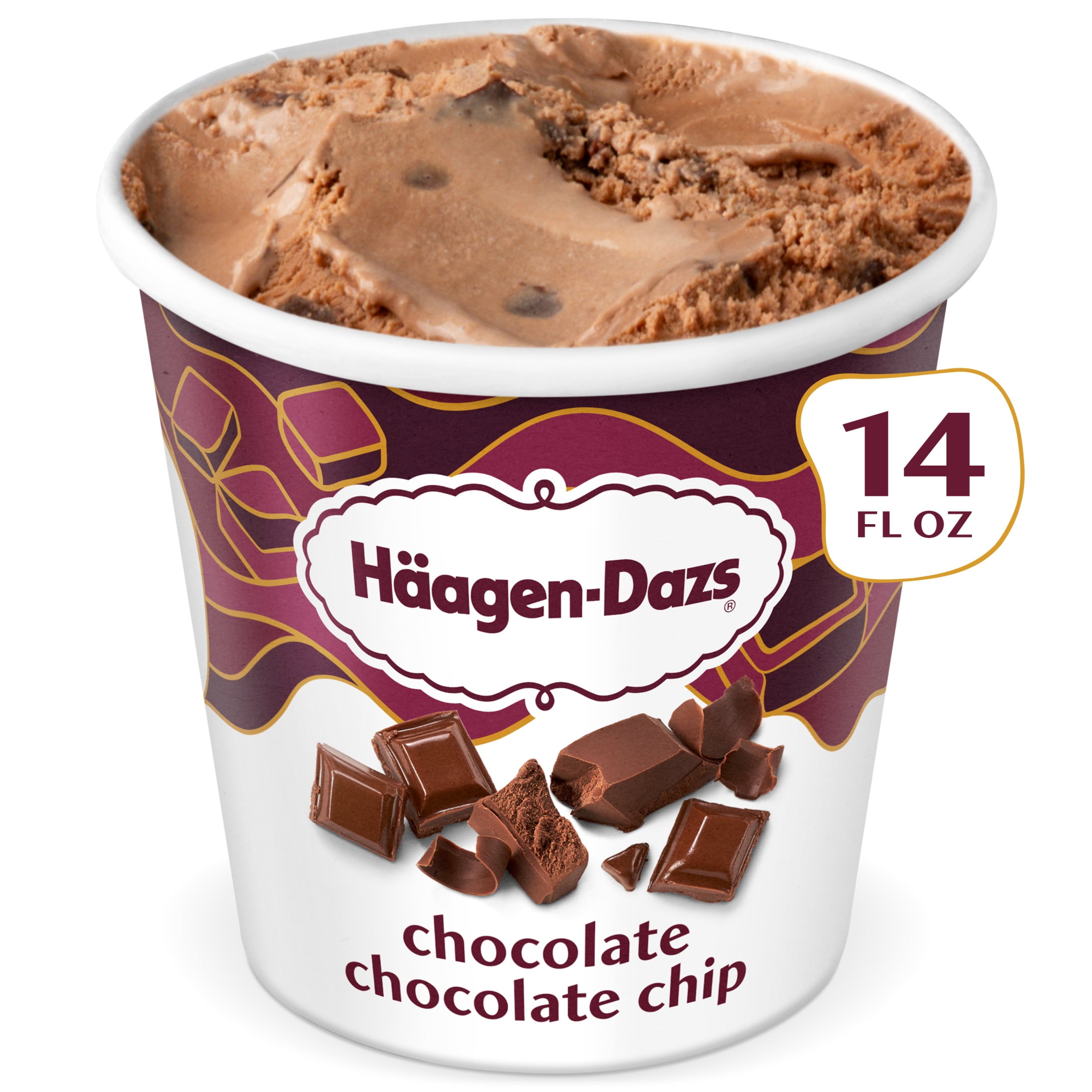 Haagen Dazs Chocolate Chip Ice Cream, Gluten Free, Kosher, 1 Package, 14oz