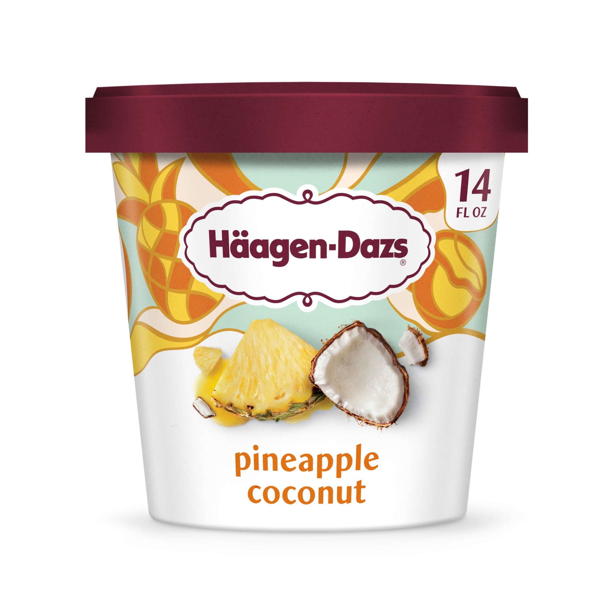 Haagen Dazs Pineapple Coconut Ice Cream, Gluten Free, Kosher, 1 Package, 14oz
