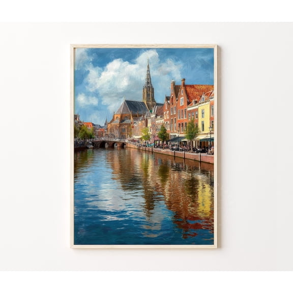 Haarlem Netherlands Windmill Canal Home Decor Unframed Paper Print