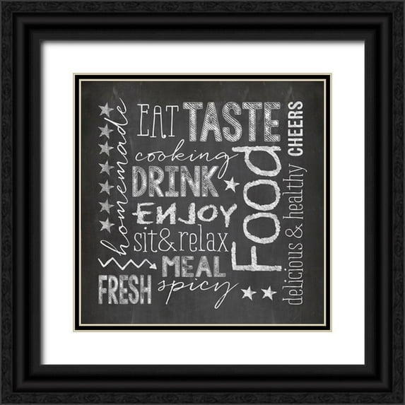 Haase, Andrea 12x12 Black Ornate Wood Framed with Double Matting Museum Art Print Titled - Chalkboard Kitchen Joy