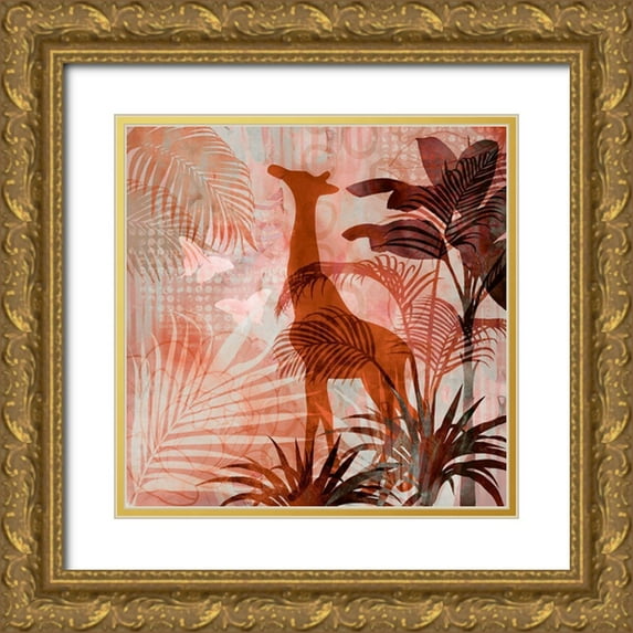 Haase, Andrea 12x12 Gold Ornate Wood Framed with Double Matting Museum Art Print Titled - Giraffe of Africa I