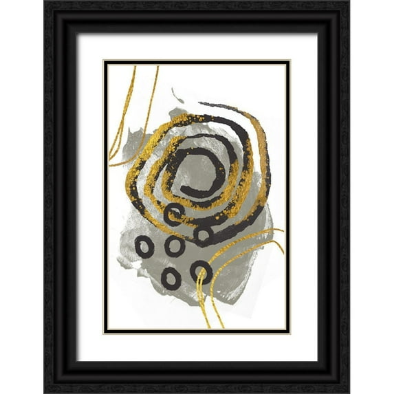 Haase, Andrea 13x18 Black Ornate Wood Framed with Double Matting Museum Art Print Titled - Gold Meets Neutrals VI