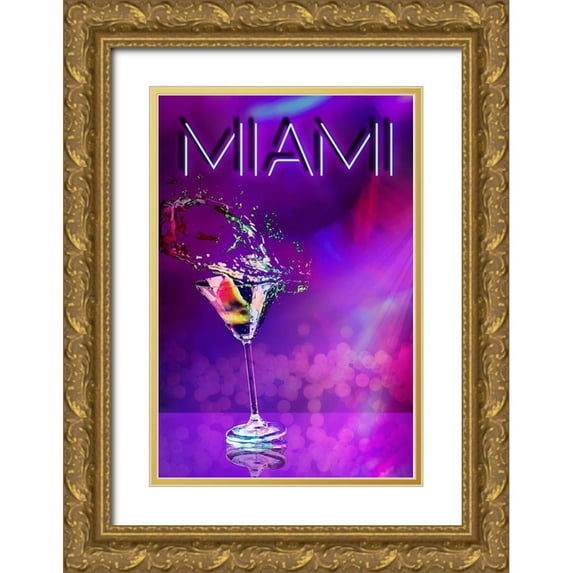 Haase, Andrea 13x18 Gold Ornate Wood Framed with Double Matting Museum Art Print Titled - Miami Party Night