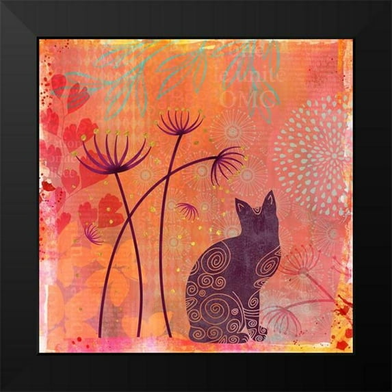 Haase, Andrea 15x15 Black Modern Framed Museum Art Print Titled - Felines Fantasy Garden