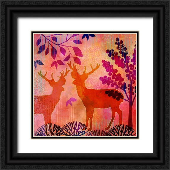 Haase, Andrea 15x15 Black Ornate Wood Framed with Double Matting Museum Art Print Titled - Golden Autumn Forest