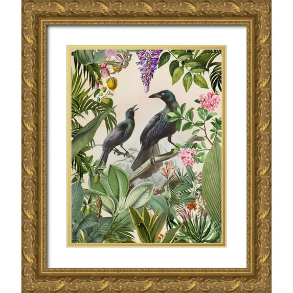 Haase, Andrea 15x18 Gold Ornate Wood Framed with Double Matting Museum Art Print Titled - The Birds Hidden Paradise III