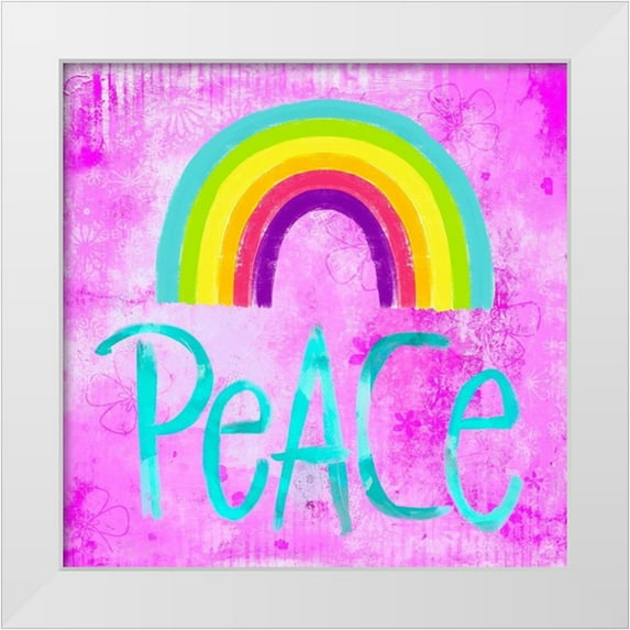 Haase, Andrea 20x20 White Modern Wood Framed Museum Art Print Titled - Peace Rainbow