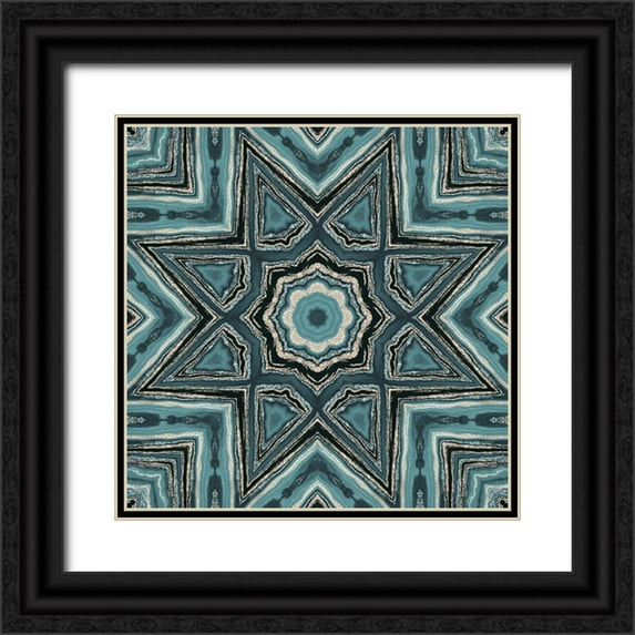 Haase, Andrea 26x26 Black Ornate Wood Framed with Double Matting Museum Art Print Titled - Gold Teal Tile I