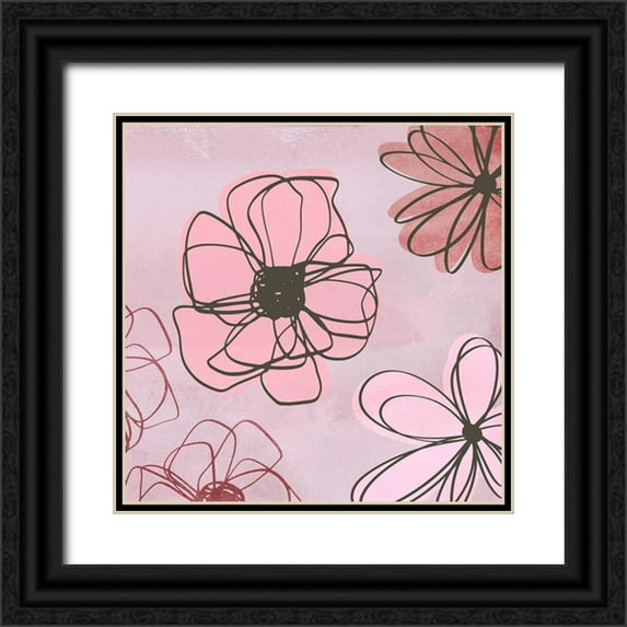 Haase, Andrea 26x26 Black Ornate Wood Framed with Double Matting Museum Art Print Titled - Pink May Flowers