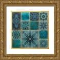 thumbnail image 1 of Haase, Andrea 26x26 Gold Ornate Wood Framed with Double Matting Museum Art Print Titled - Faded Luxury Teal Tiles, 1 of 4