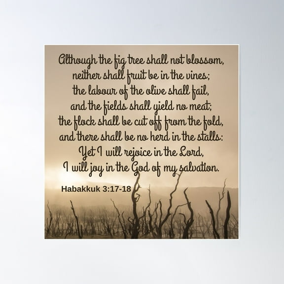 Habakkuk 3:17-18 Kjv Poster Wall Art, Modern Wall Decor For Living Room Bedroom, 30x30 UNFRAMED