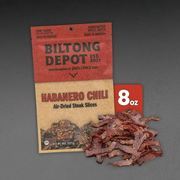 Biltong Depot Habanero Chili Biltong (8oz): High Protein Snack, No Sugar, Spicy Natural Dried Beef Jerky