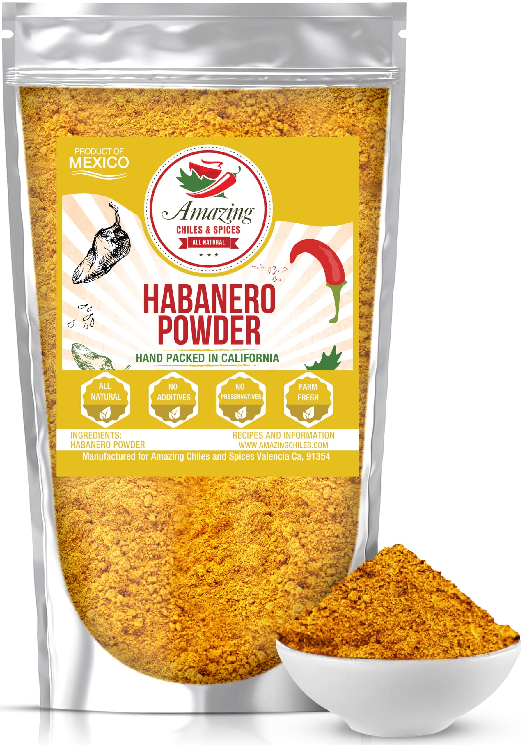 Habanero Pepper Ground 4oz Premium All Natural Powder. No Additives