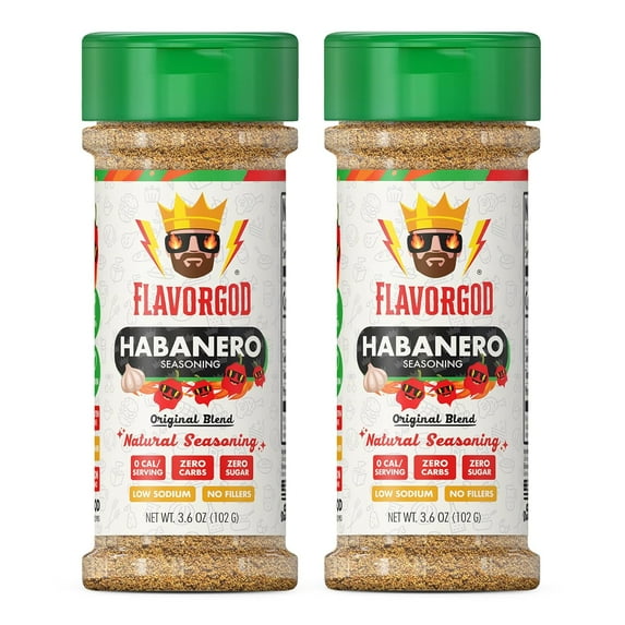 Habanero Seasoning Mix by Flavor God, 2-Pack - Premium All Natural & Healthy Spice Blend for Burritos, Tacos, Seafood & Chicken - Kosher, Low Sodium, Dairy-Free, Vegan & Keto Friendly
