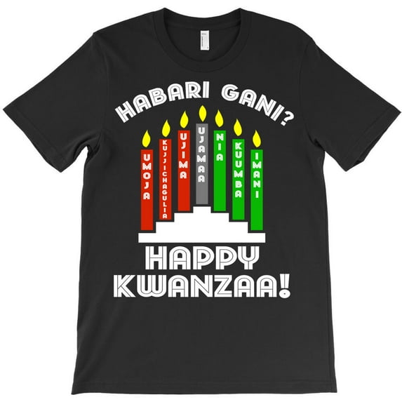 Habari Gani Happy Kwanzaa African American 7 Principles Long Sleeve - Comfortable Fit G34612 Unisex T-Shirt, Up to Size 5XL