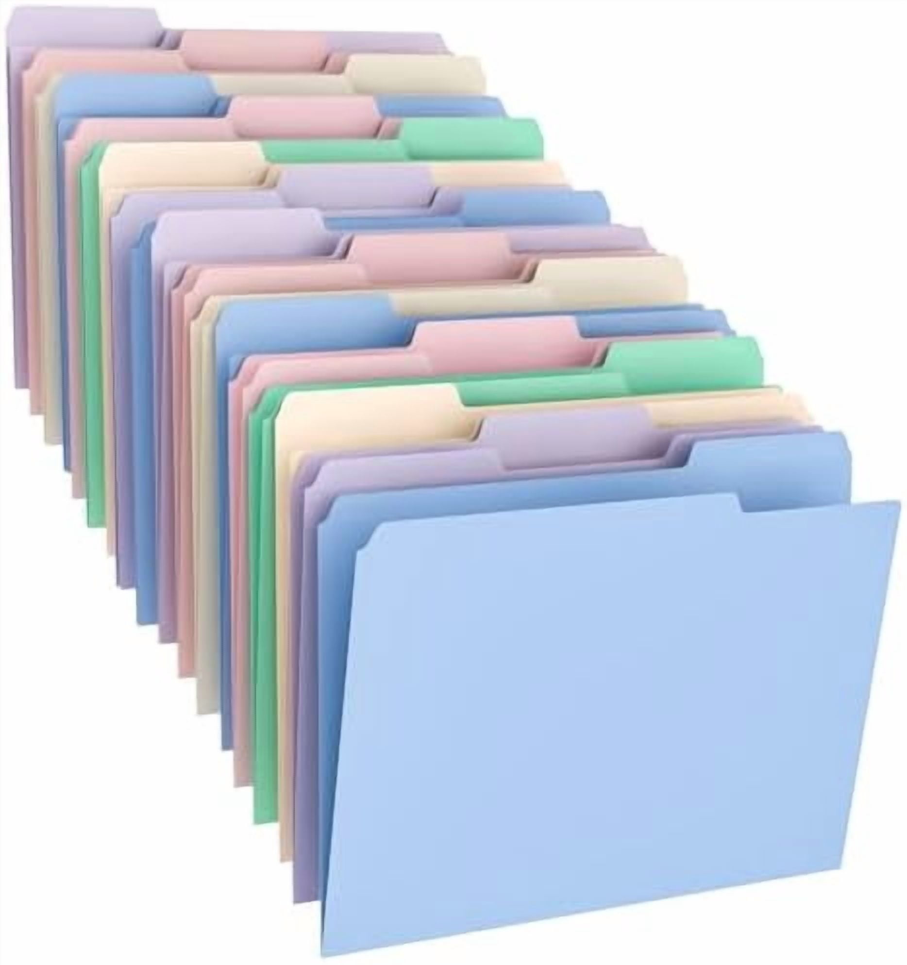 Habgp 18 Pcs Manilla Folders 8.5 x 11 Inch, 1/3-Cut Tab Colored File ...