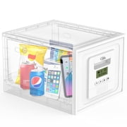 Habit Control Clear Lock Box - Timer & Combination Modes, Plastic Medicine LockBox for Fridge, Locking Time Snack Container, Cell Phone Locker Clear-timer