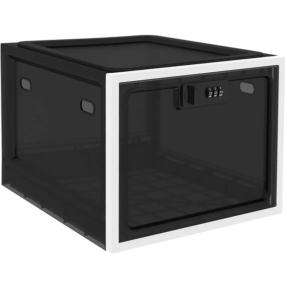 Habit Control Medicine Lock Box with Combination Lock, Large Medication Lock Box with Code, Locked Refrigerator Box for Food, Snack, Tablet Storage Locker, Cell Phone Jail Classroom, Family, Black