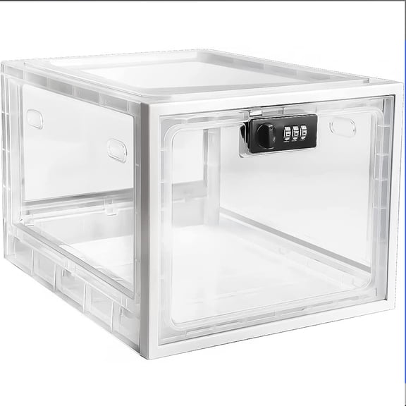 Habit Control Refrigerator Lock Box - Combination Locked Snack Container for Fridge, Food Safe Storage, Cell Phone Jail, Medication Lockbox Plastic, Large Fridge Lock Box 11.9x9.3x7.6 in (Clear)