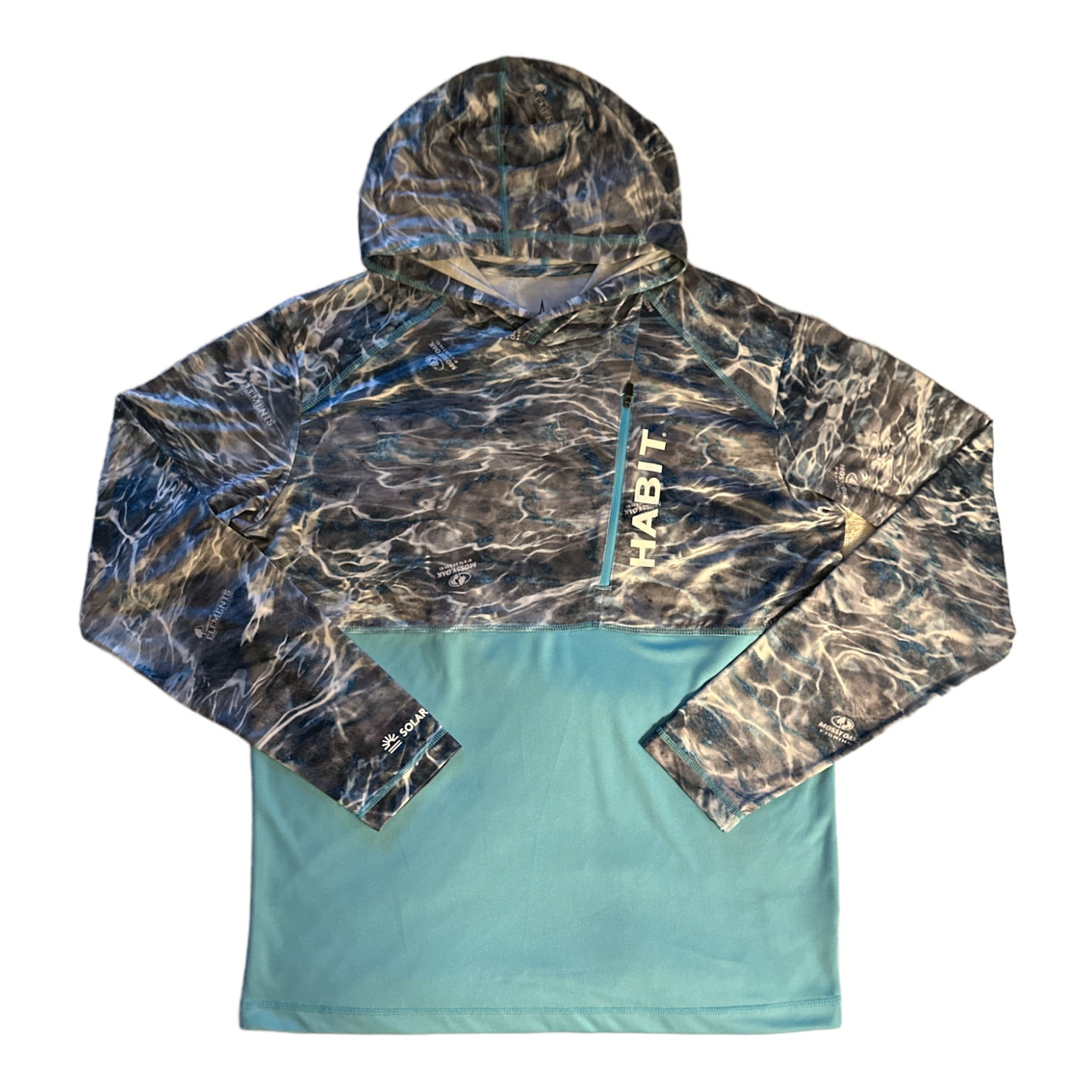Habit Men's Gullhead Beach Hooded Performance Layer Long Sleeve Shirt (MO  Elements Agua, L) 